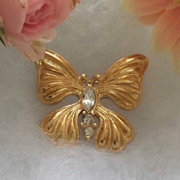 Vintage Monet crystal butterfly brooch - Picture 4 of 5